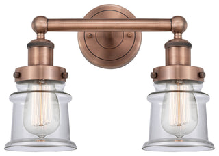 Canton 2-Light 14" Bath Vanity Light, Antique Copper Finish, Clear Shade