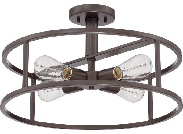 New Harbor 4-Light Semi-Flush Mount, Brushed Nickel