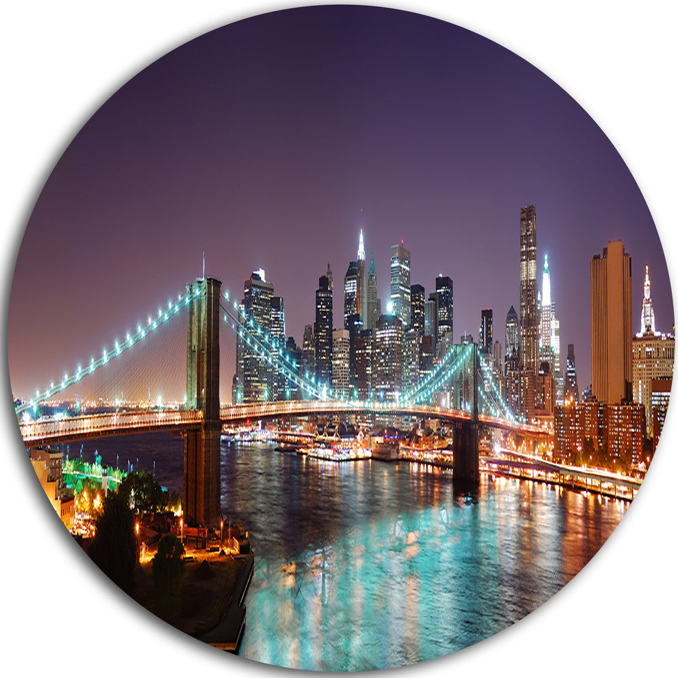 Hudson River Panoramic View, Landscape Photo Disc Metal Artwork, 23"