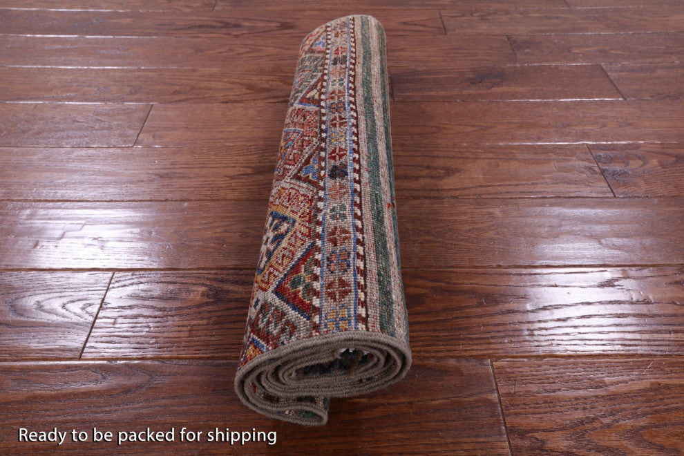 2' 1" X 6' 0" Runner Hand-Knotted Khorjin Super Kazak Rug Q10067