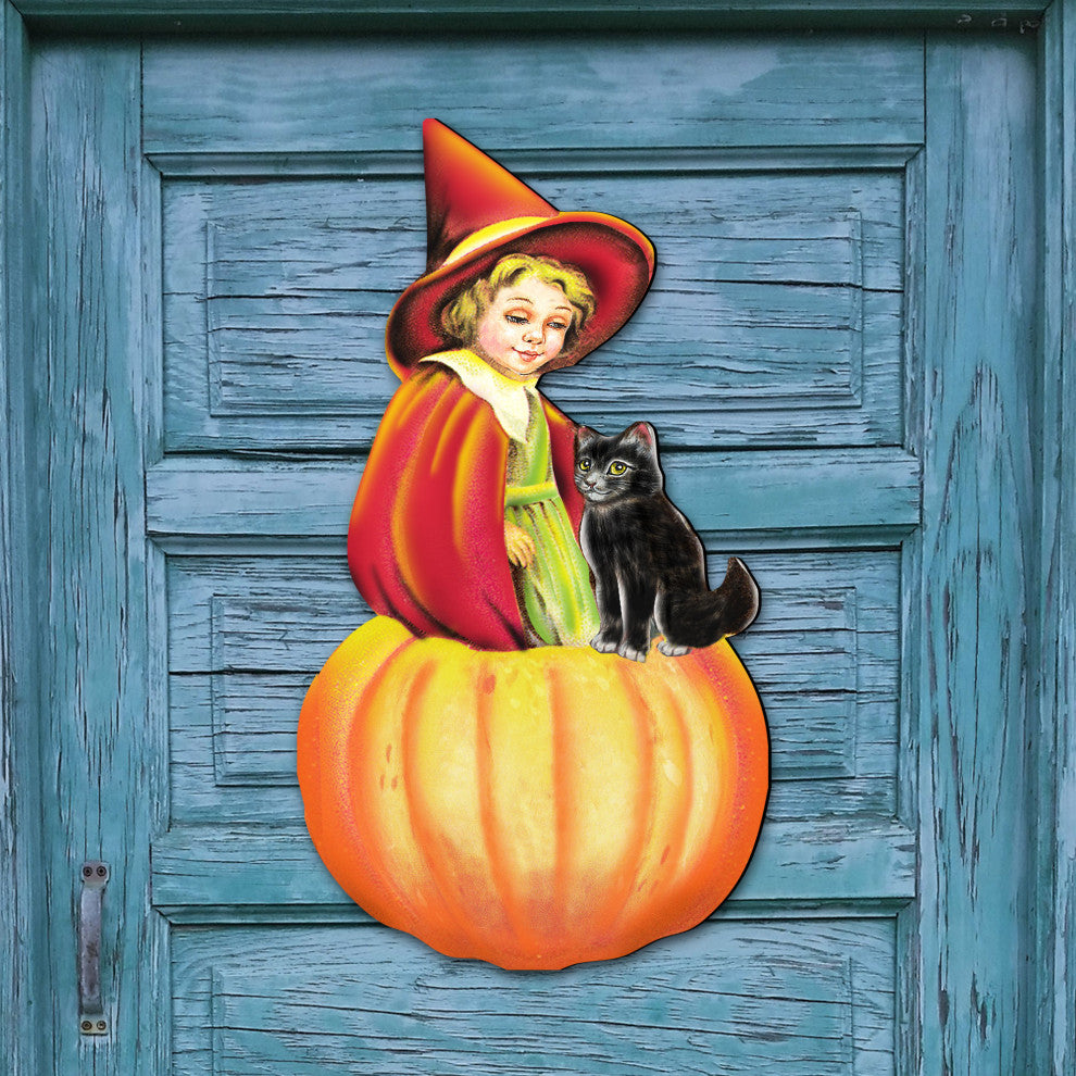Pumpkin Fairy Wooden Door Hanger