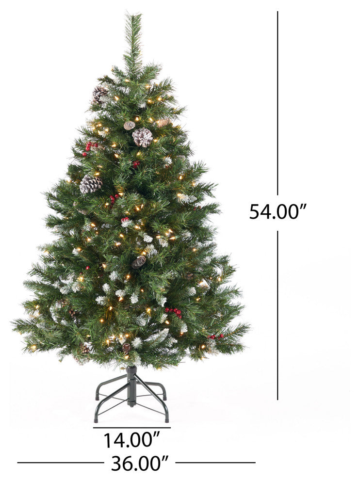 4.5' Mixed Spruce Artificial Christmas Tree, Pre-Lit Clear