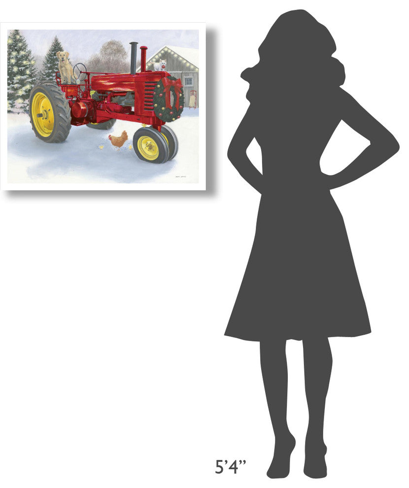 "Christmas in the Heartland III Red Tractor" Paper Print by James Wiens, 30"x24"