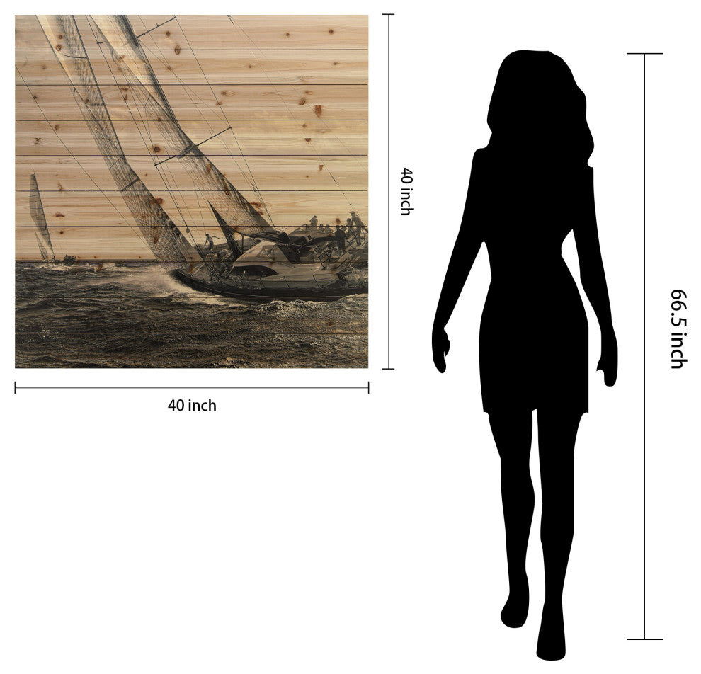 "Regatta" Wall Art Giclee Printed On Solid Fir Wood Planks