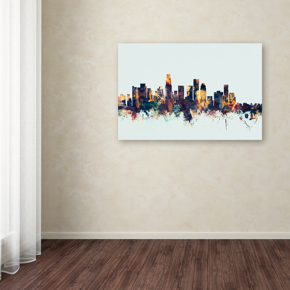 Michael Tompsett ''Los Angeles CA Skyline Blue'' Canvas Art, 12x19