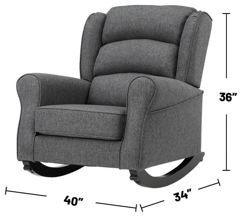Upholstered Rocking Chair with Tight Back in Gray