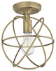 Avesso Semi Flush Mount Ceiling Light With LED Bulbs, Antique Brass
