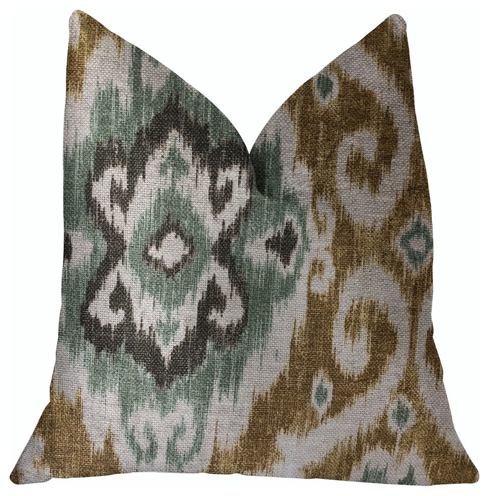 Ambrosia Yellow and Beige Luxury Throw Pillow, 12"x20"