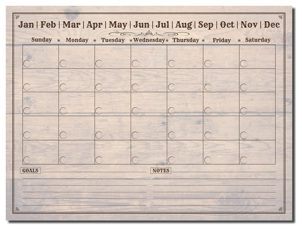 R2H Methods 'Rustic' Dry Erase Monthly Calendar on ArtPlexi, 20"x30"
