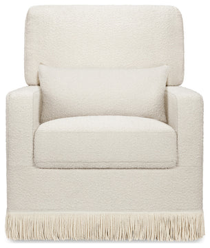 Crawford Pillowback Comfort Swivel Glider, Boucle with Tassel Fringe, Ivory