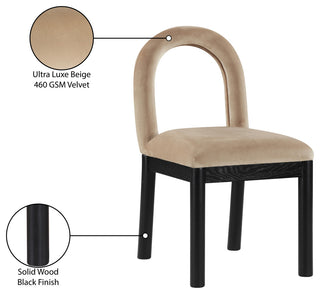 Conrad Upholstered Dining Chair, Beige, Velvet, Black Finish