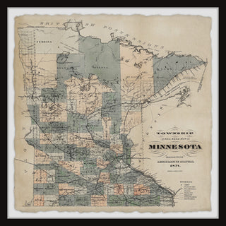 "Minnesota Township Map" Framed Painting Print, 18x18