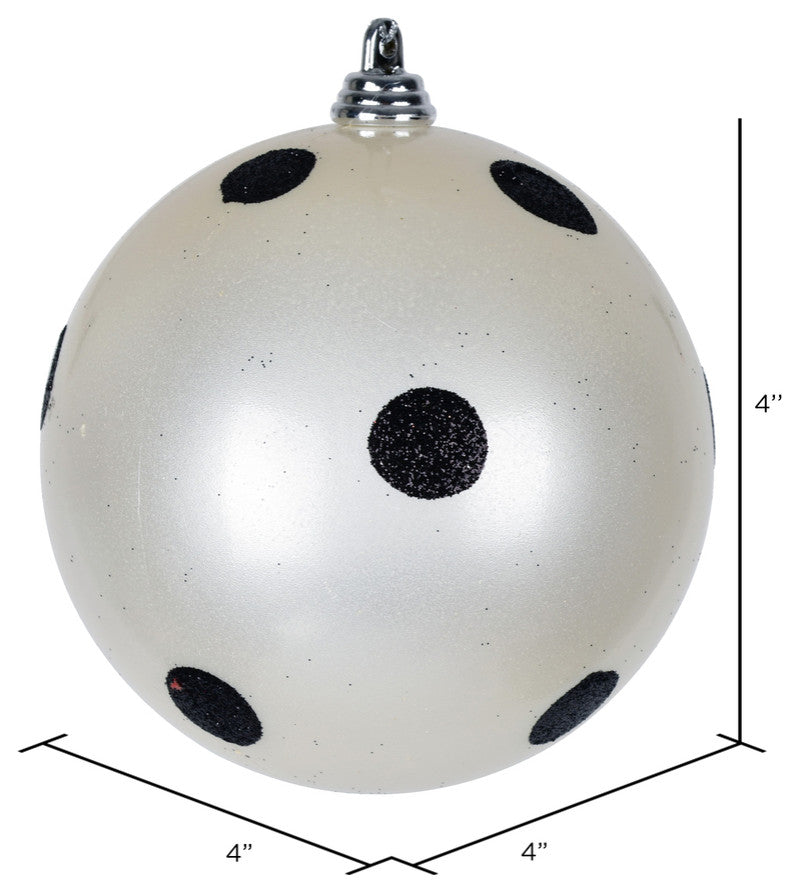 4" White Candy Ball Black Dots 6-Pack