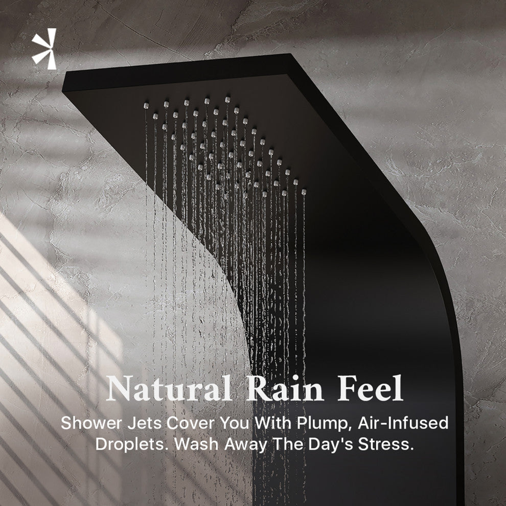 Eviva Mulino Black Aluminum Thermostatic Shower Massage Panel
