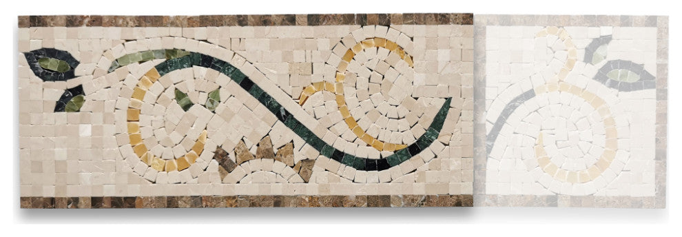 Emerald Gold 6.3x15 Marble Mosaic Border Listello Tile Polished, 1 piece