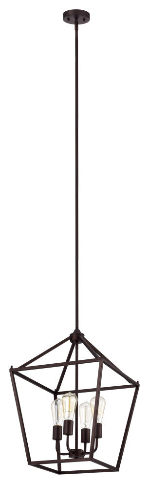 CHLOE Lighting IRONCLAD Industrial 4-Light Oil Rubbed Bronze Inverted Pendant