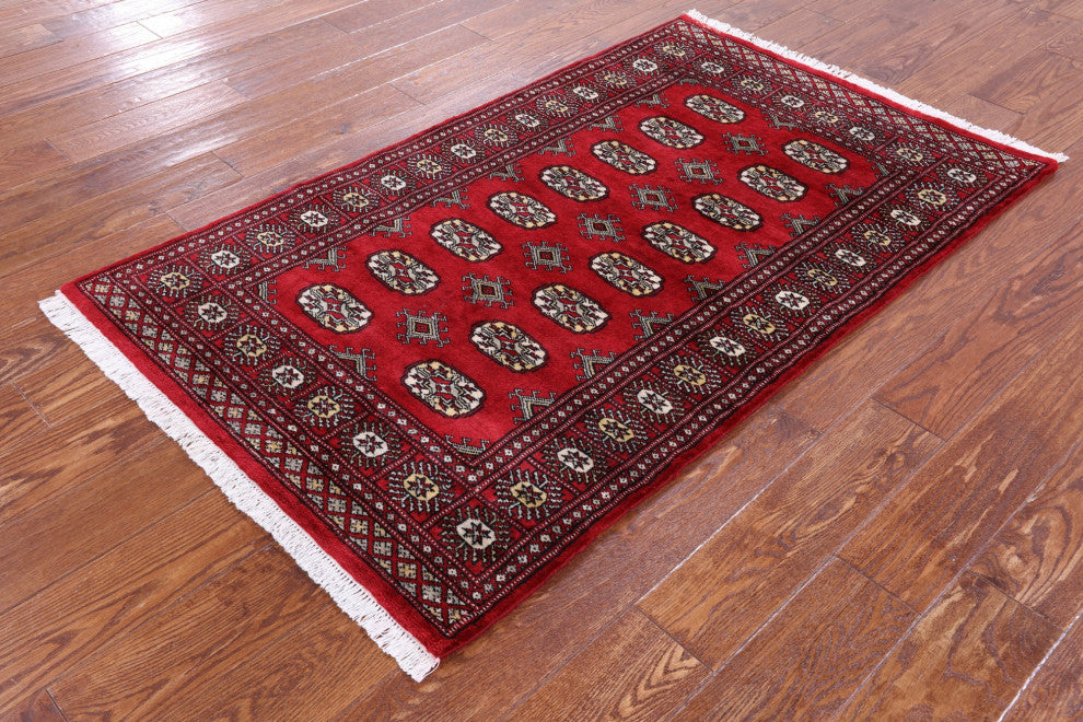 Hand Knotted Signed Silky Bokhara Wool Rug 3' 1" X 5' 2" - Q13804