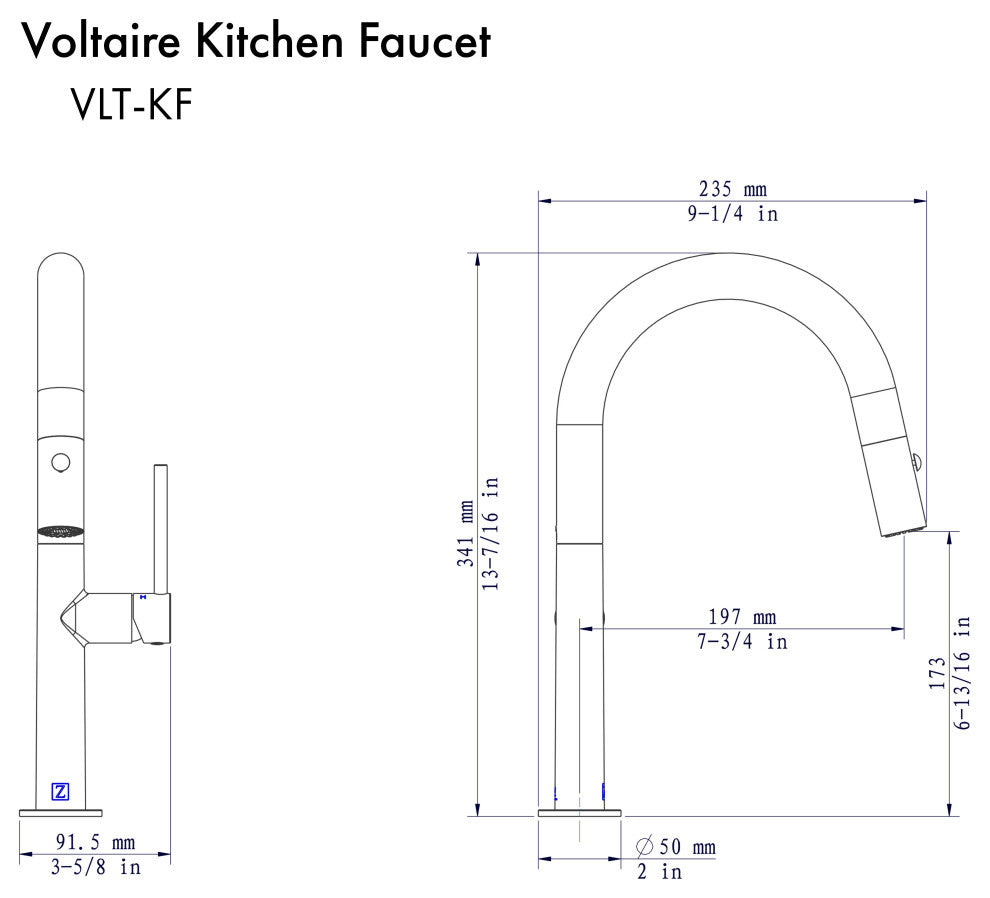 ZLINE Voltaire Kitchen Faucet in Matte Black (VLT-KF-MB)