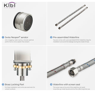 Cubic Single Hole Bathroom Faucet KBF1002, Brush Nickel, with Drain