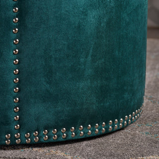 GDF Studio Jesper Studded New Velvet Ottoman, Teal