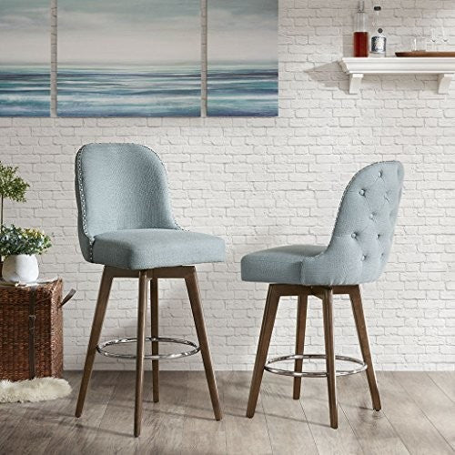 Madison Park Armless Swivel Counter Stool Square Height Bar Stool, Blue