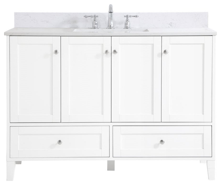 Elegant VF18048WH-BS 48"Single Bathroom Vanity, White With Backsplash