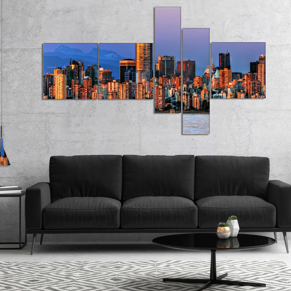 Vancouver Downtown Skyscrapers, Extra Large Canvas Art Print, 60"x32", 5 panels