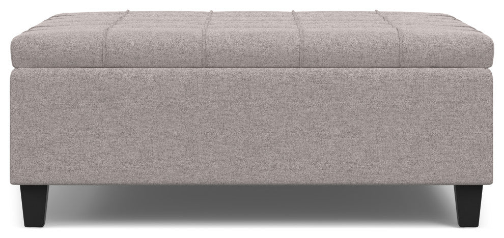 Harrison Large Square Coffee Table Storage Ottoman, Cloud Grey