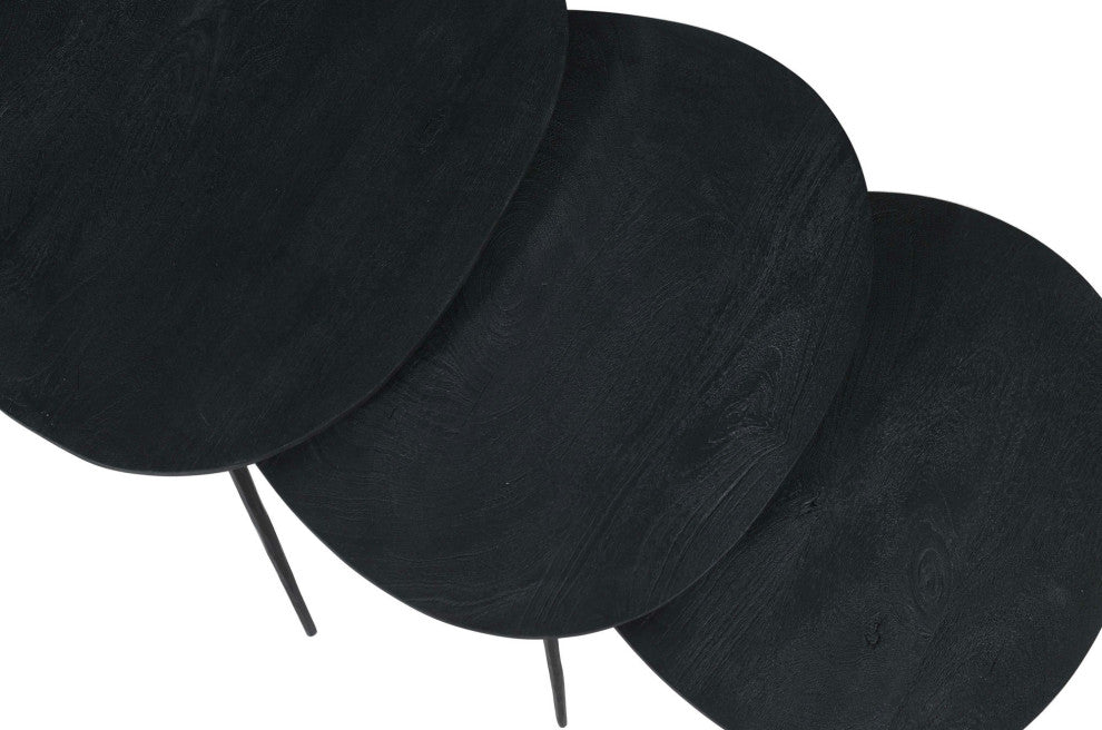 Reeves Contemporary Solid Acacia Wood Nesting End Tables (Set of 3) - Black