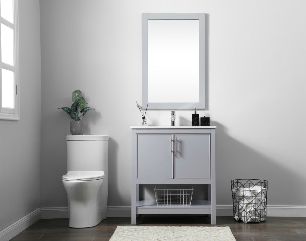 30" SIngle Bathroom Vanity, Grey