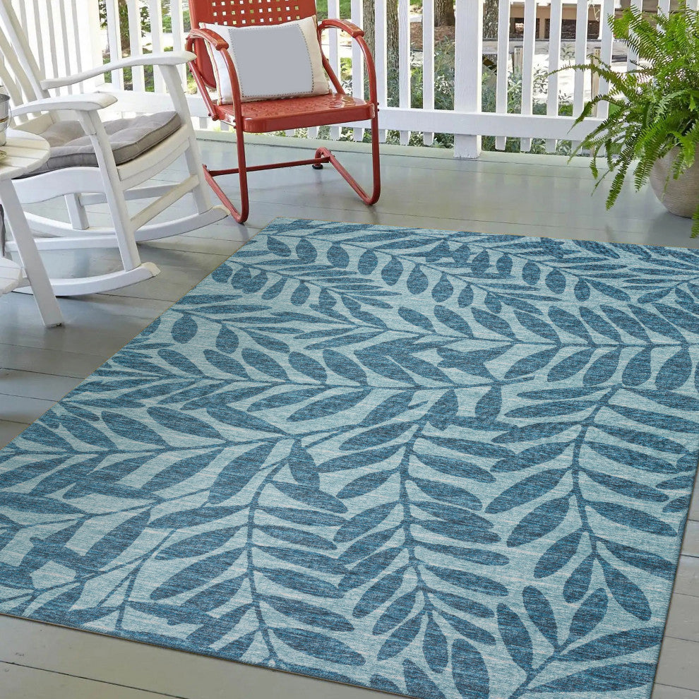 Indoor/Outdoor Sedona SN5 Denim Machine Washable 10' x 14' Rug