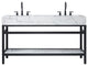 Ecija Bath Vanity, Metal Support with Stone Top, Matte Black, 60 in. Double Sink, No Mirror