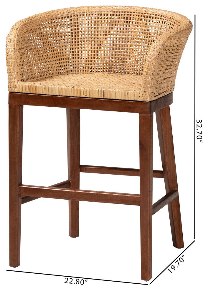 Nannie Natural Rattan Collection, Natural Brown/Walnut Brown, Counter Stool