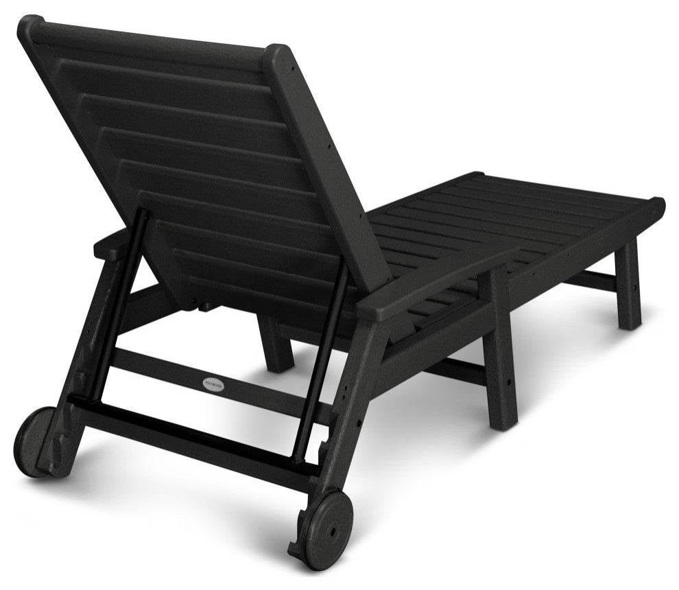 POLYWOOD Signature Chaise With Wheels, Black