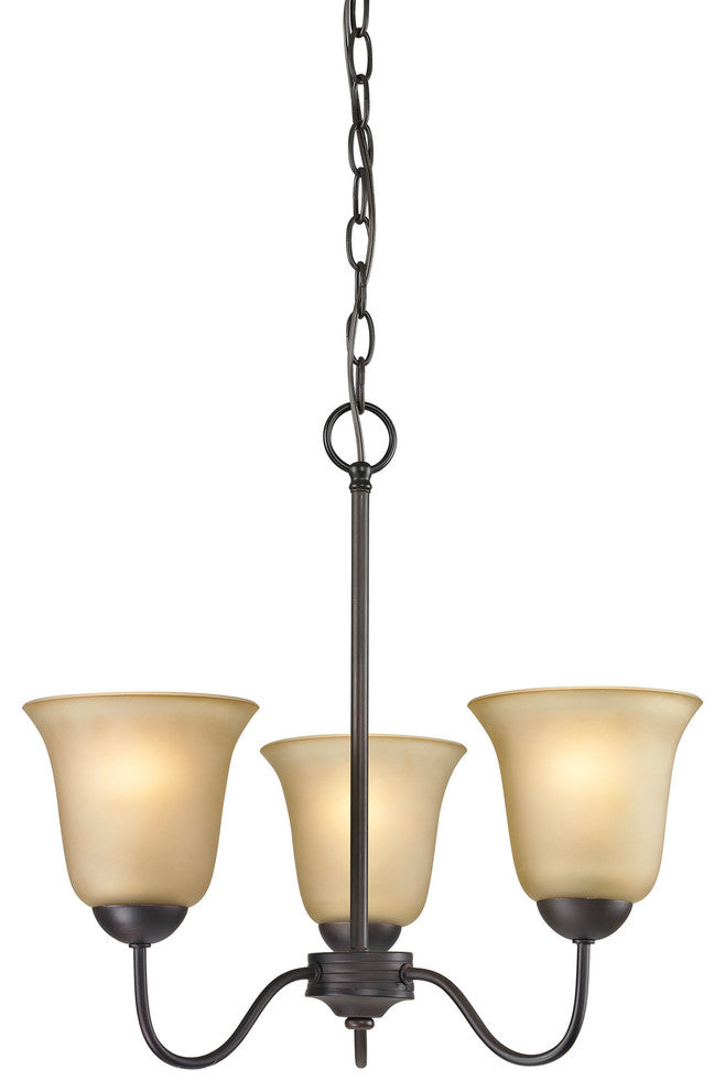 Conway 3-Light Chandelier, Oil Rubbed Bronze and Light Amber