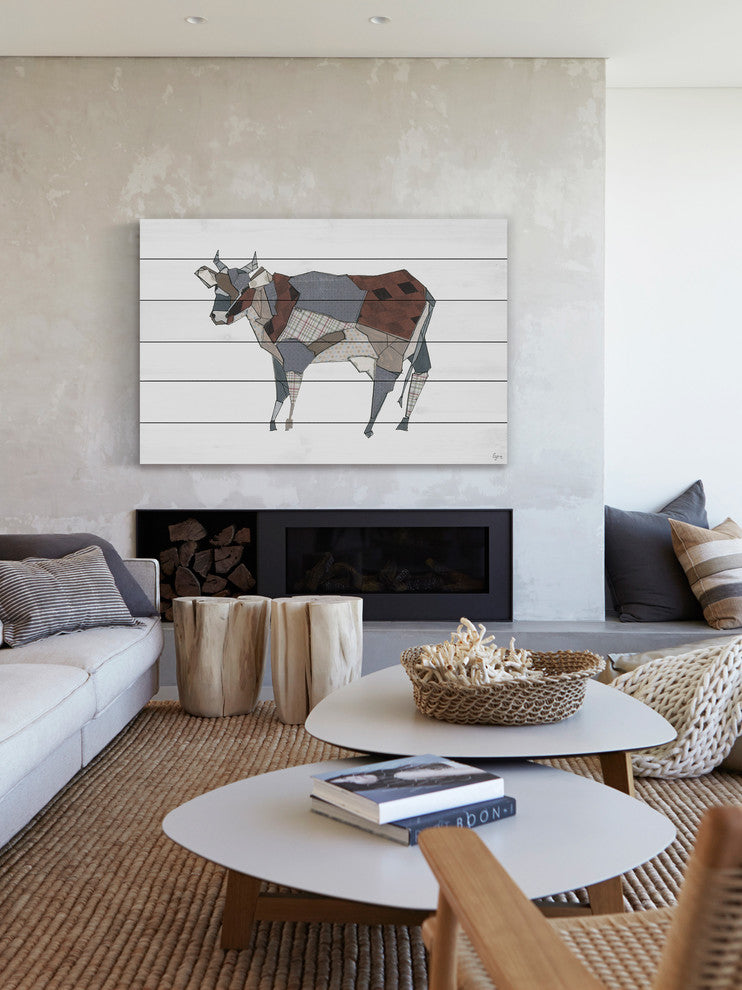 "La Vaca Modelada" Painting Print on White Wood, 60"x40"