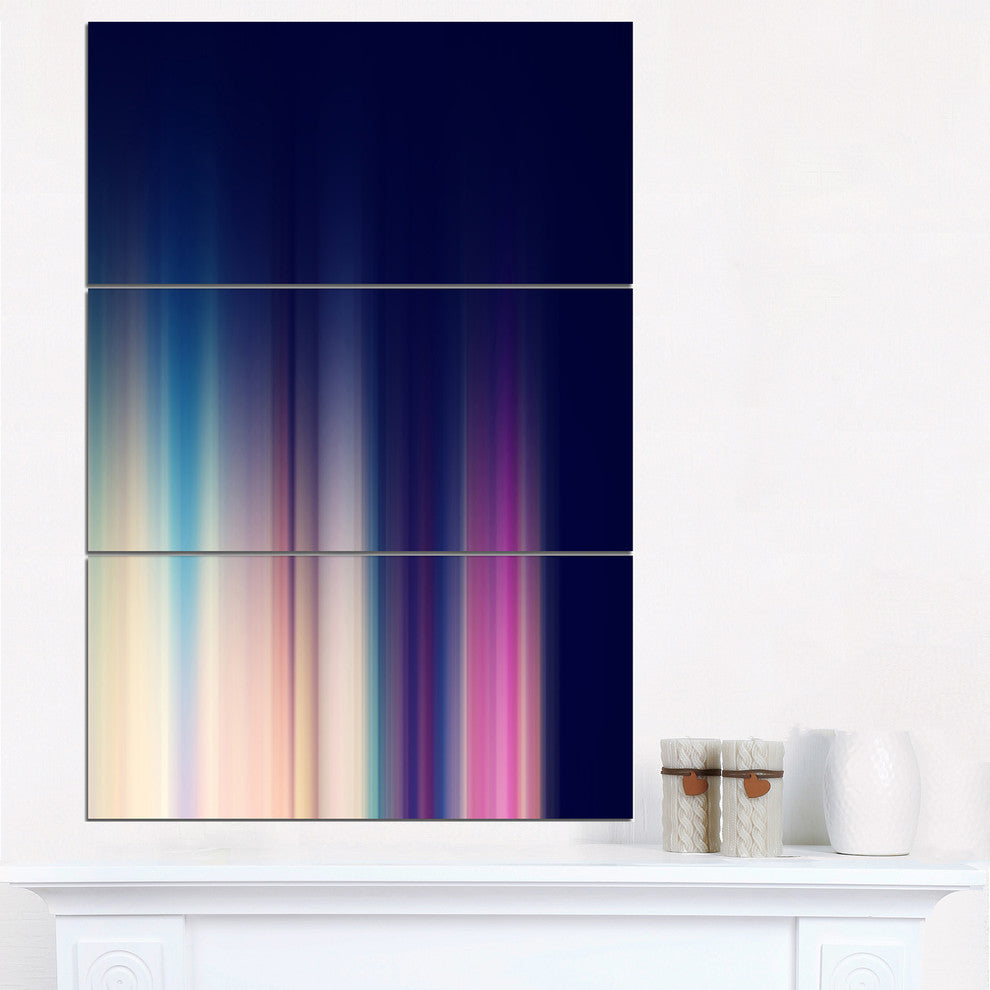 "Neon Blue Abstract Lines" Digital Metal Wall Art, 3 Panels, 28"x36"
