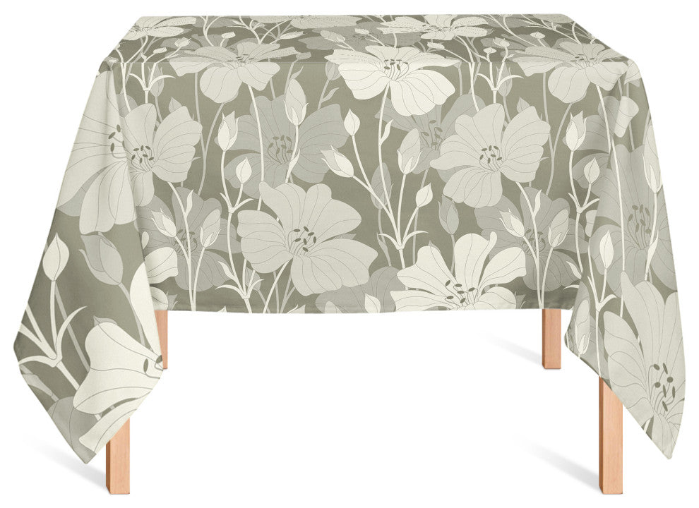 Floral Blooms Tan 2 58x58 Tablecloth