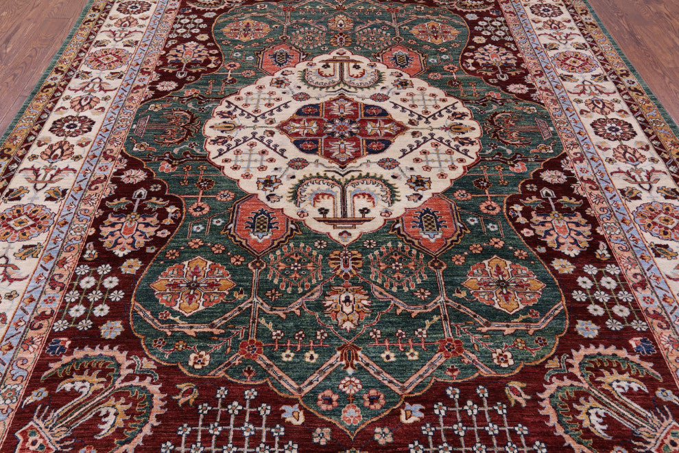 9' 1" X 11' 10" Hand Knotted Persian Tabriz Wool Rug Q9990