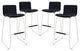 Modern Urban Contemporary Bar Stool Set of 4, Black Faux Leather