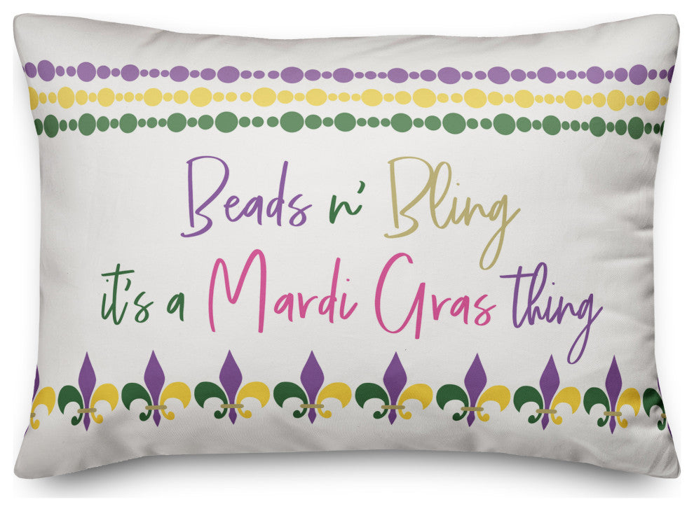 Beads and Bling It's a Mardi Gras Thing 14x20 Spun Poly Pillow