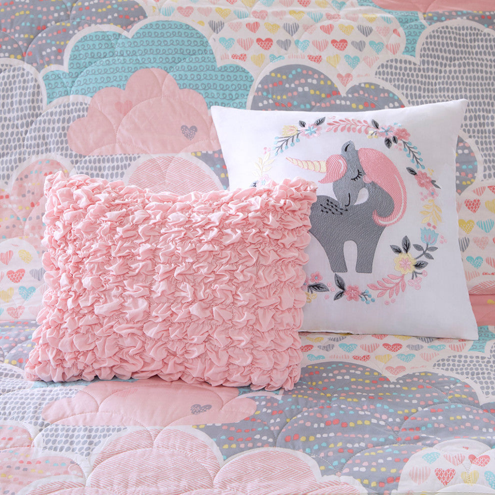 Kids Cotton Comforter/Duvet Cover/Coverlet Set, Pink, Full/Queen, Coverlet