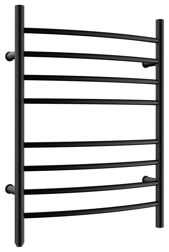 Heatgene Wall Mounted 8 Bar Plug-in Curved Towel Warmer Towel Rack, Matt Black