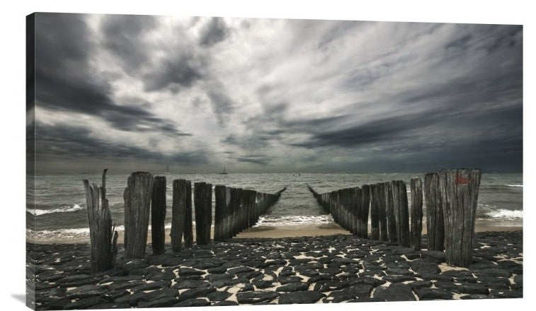 "Sea Defense" Stretched Canvas Giclee by Leon, 30x18"