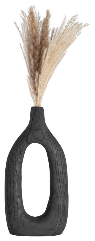 Wood, 14"H Cut-Out Vase, Black