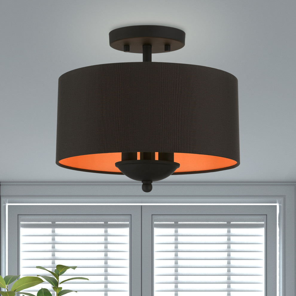 Livex Lighting 3 Light Black Semi-Flush Mount