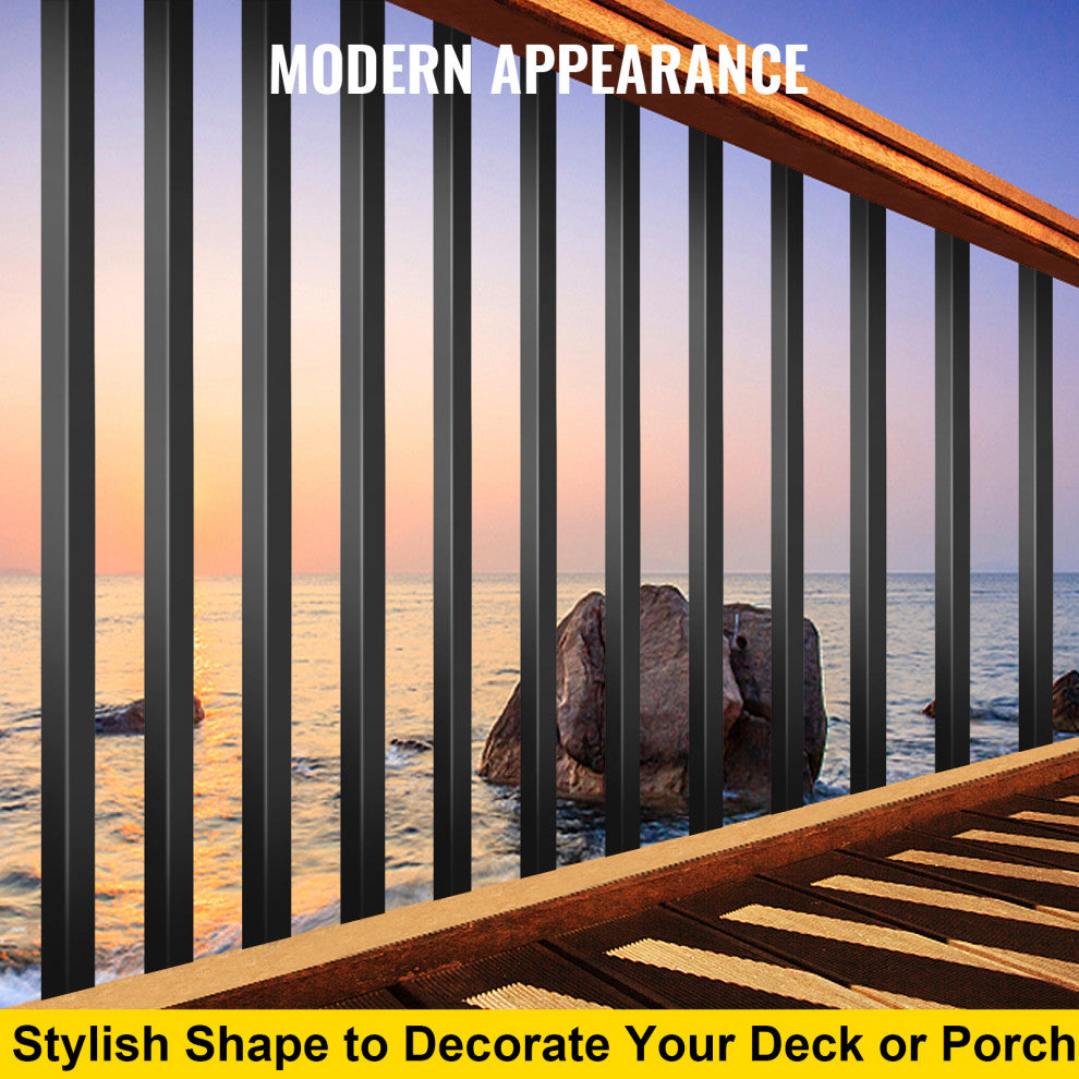 101 Pack Balusters Aluminum Deck Spindles, Black Square Staircase Balusters, 26 Inch