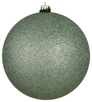 Vickerman N591040Dg 4" Frosty Mint Glitter Ball Ornament, 6 Per Bag