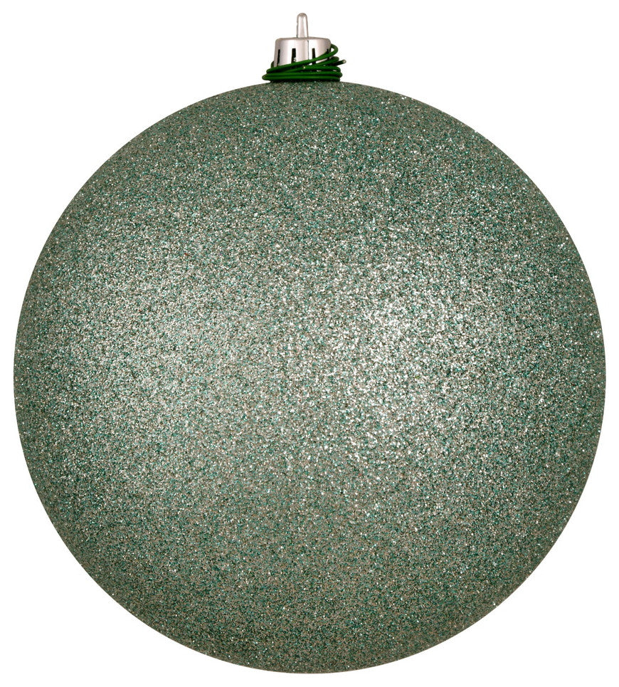 Vickerman N591040Dg 4" Frosty Mint Glitter Ball Ornament, 6 Per Bag