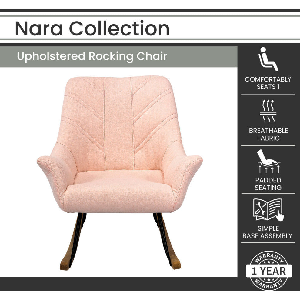 Nara Rocking Chair, Pink With Rubberwood Rocker Rails